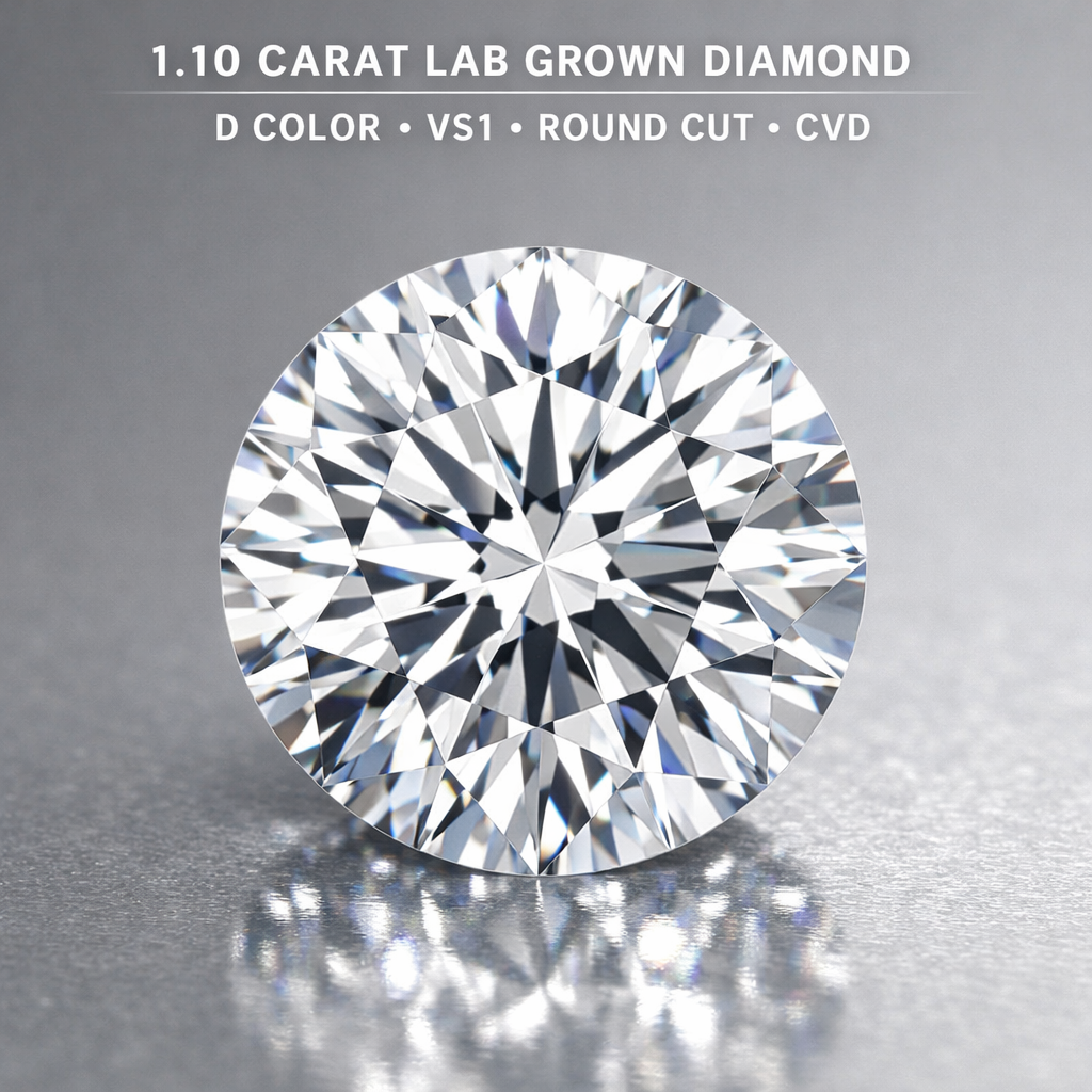 1.10 Carat Lab Grown Diamond - D Color VS1 Round Cut CVD